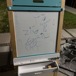 Children’s Art Easel – Chalkboard + Whiteboard w/ Storage Drawer