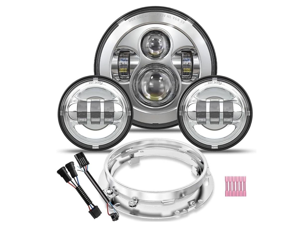 7 inch LED Headlight Fog Passing Lights DOT Kit Ring Motorcycle for Touring Road King Ultra Classic Electra Street Glide Tri Cvo Heritage Softail Slim