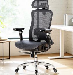 Marsail Ergonomic Office Chair, Big and Tall Mesh Office Chairs with 6D Adjustable Armrests, 6-Level Lumbar Support, Sliding Seat Depth, 3D Headrest, 
