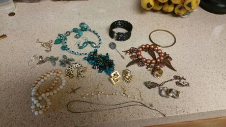 Women's assorted jewelry bracelets earrings necklaces rings