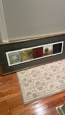 Large framed signed art 54x21 inches signed “Bailey” tree leaf fall colors