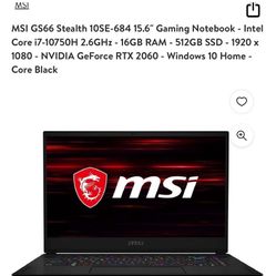 Powerful MSI GS66 Stealth Gaming Notebook - Used, But in Great Condition