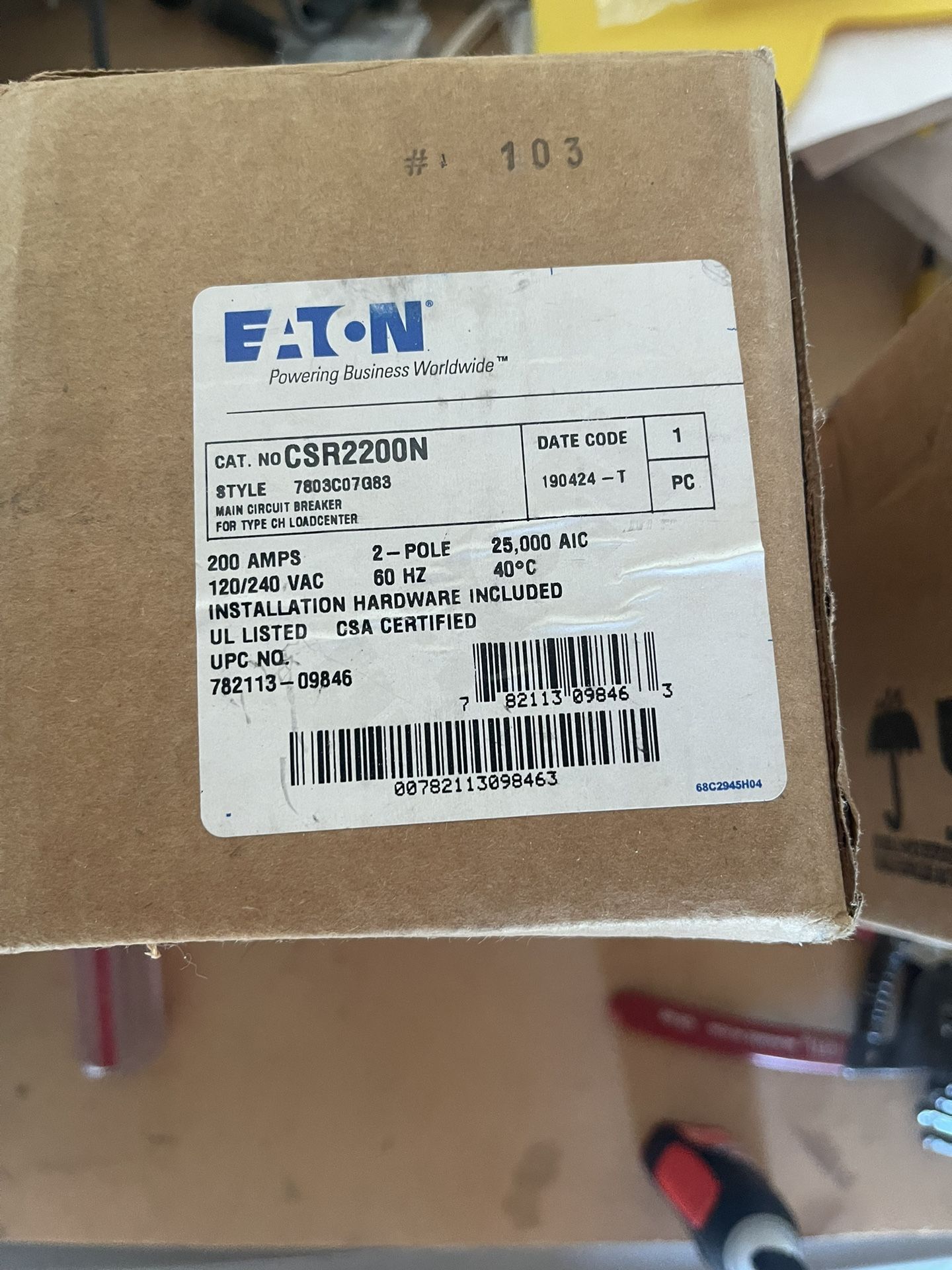 New Eaton 200A and 175A. 2 Pole CSR2200N CSR2175N