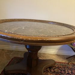 Marble And Wood Antique Table 