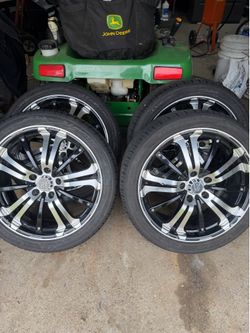 18” Wheels and tires fits most cars.