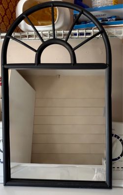 Black Metal Arch Window Mirror
