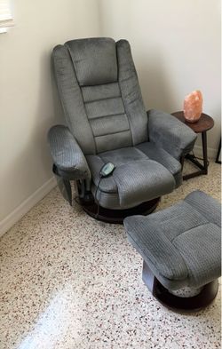 Gray Fabric Massage Recliner Chair with Ottoman