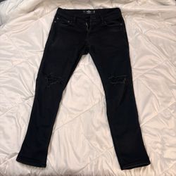 Hollister Black Distressed Skinny Jeans 30x30