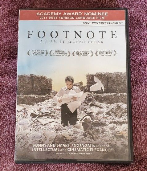 Footnote DVD 2012 Foreign Drama Sony Pictures Classics 1h 46m PG Shlomo Bar-Aba, Lior Ashkenazi, Aliza Rosen L37
Talmud scholar Eliezer Shkolnik (S
