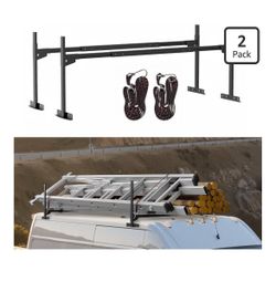 Truck Ladder Rack ，Thicker 3mm Steel ，Extendable 68.9-102.4" ，800lbs Heavy Duty ，Triple Anti-Rust Coating ，Fits Trucks/Trailers/Pickups（Black 2 Pack）