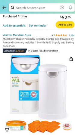 Munchkin® Diaper Pail Baby Registry Starter Set, Powered by Arm and Hammer