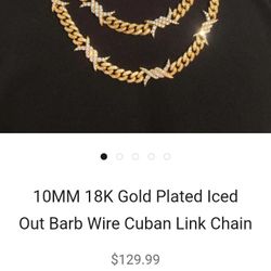 Iced Out Barb Wire Cuban Link Chain