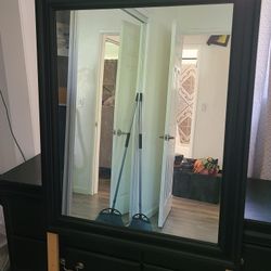 Black 3-Piece Bedroom Set — 6-Drawer Dresser With Mirror + 2 Nightstands