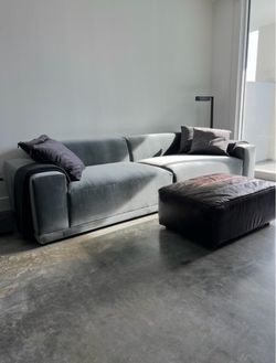 CB2 Faible 2-Piece Sofa – Graphite Velvet – Excellent Condition
