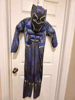Kids Marvel Black Panther Costume with Mask - Deluxe Muscle Jumpsuit Size M