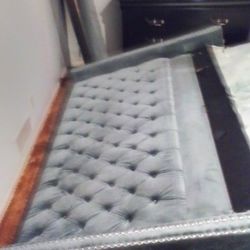 Queen Size Head Board And Frame With A Mattress