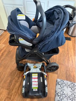 Chicco Bravo 3-in-1 Trio Travel System, Bravo with KeyFit 30 Infant Car Seat and Safety Car Mirror