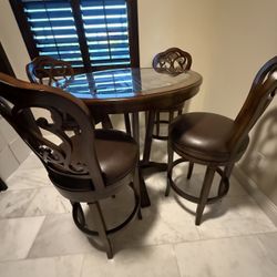 Real Wood Bar Table With Four Stools