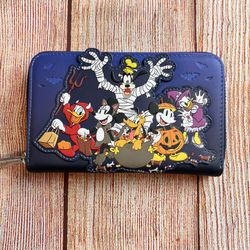 Loungefly Disney Mickey Mouse, Minnie Mouse, Donald Duck, Daisy Duck, Goofy Halloween Haunted House Wallet, NWT 