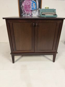 Dark Solid Solid Wood Storage or Record Cabinet