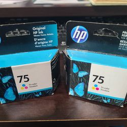 2 Original HP 75 Tri-Color Ink Cartridges (Please Read)
