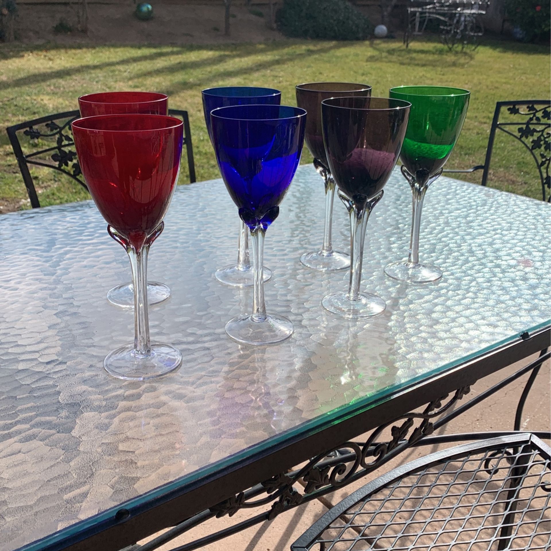 7 Murano Vintage Wine Glasses