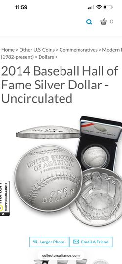 Silver United States Mint 2014 Baseball hall of fame coin