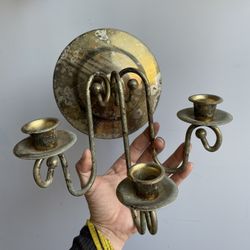 Mystical Vintage Brass Wall Hanging Candle Holder