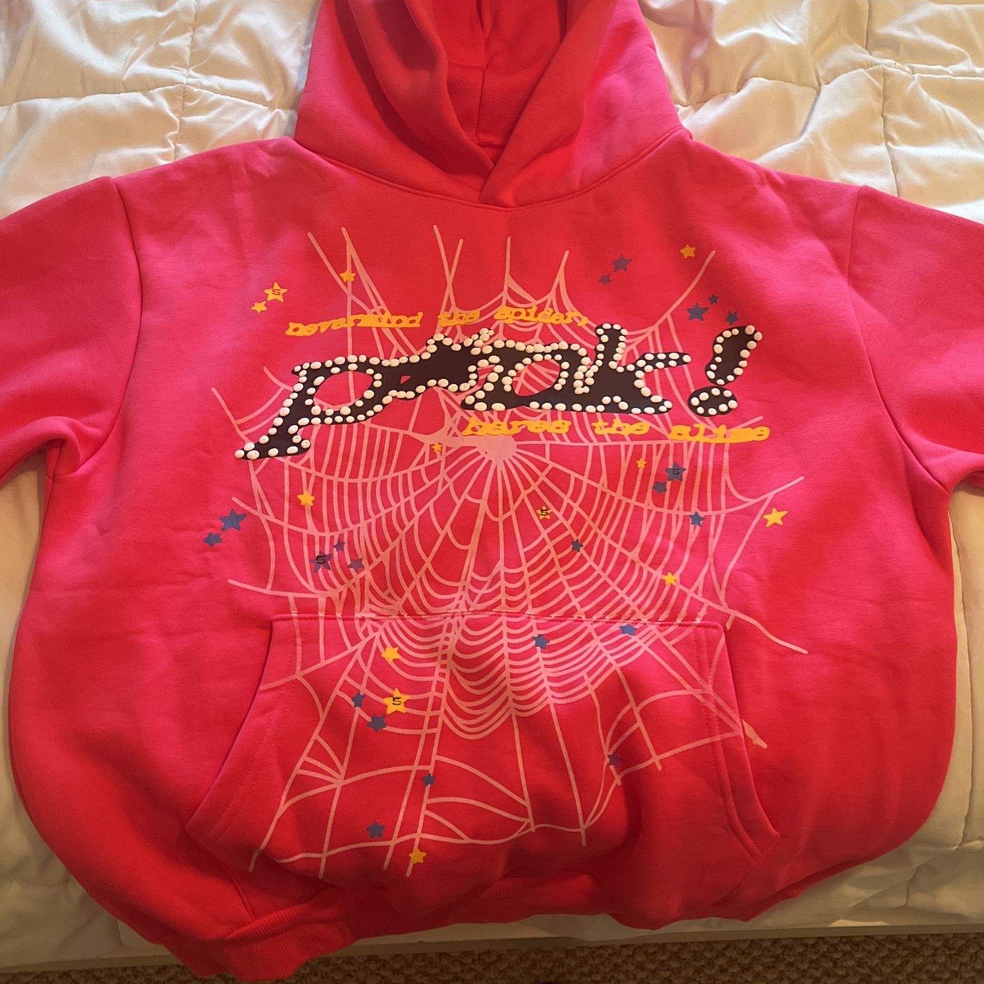 Pink Sp5der Hoodie And Black Sp5der