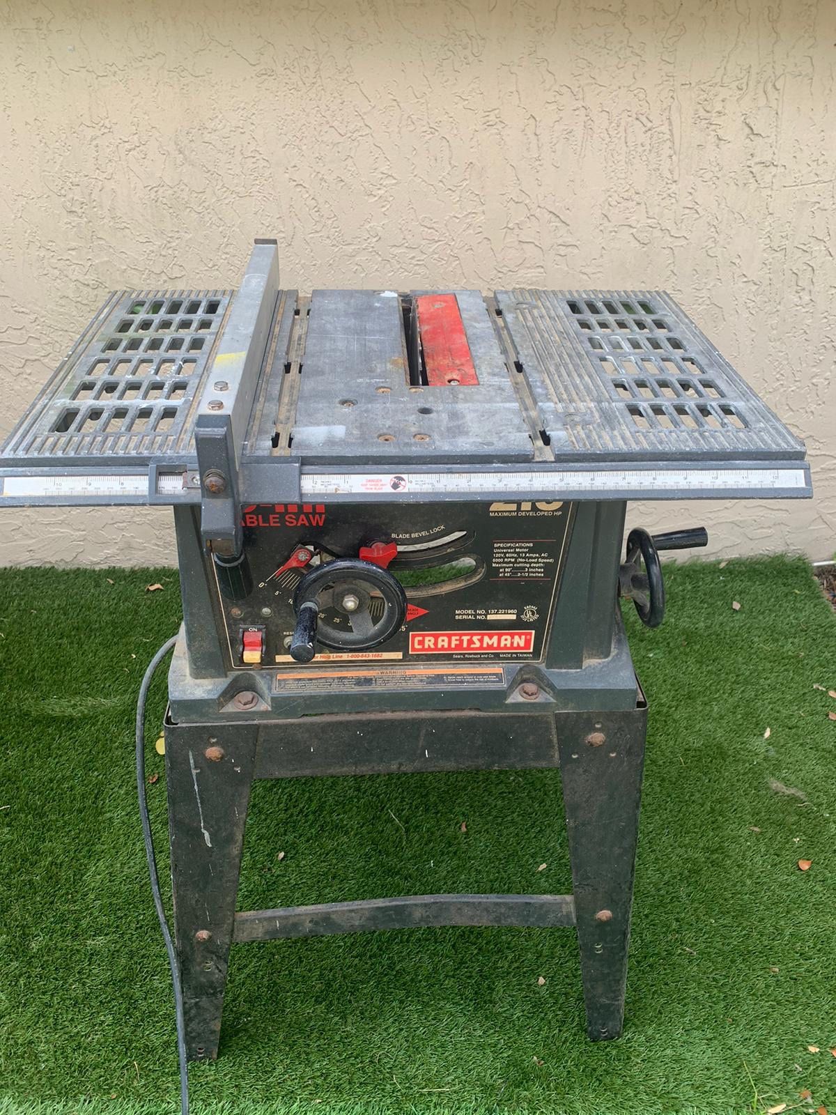 Craftsman 10 Inch Table Saw Model 137.221960 On Stand Delivery for a