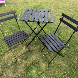 Metal And Wood Patio Set 