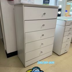 White Five Drawer Diamond Dresser Chest New Cajonera Comoda 
