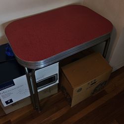 Retro Vintage Red Formica Kitchen Table 