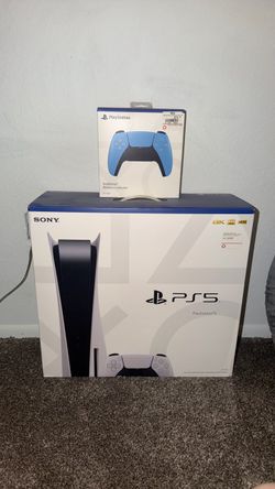 PS5 Sony Play Station 5 825 GB DISC EDITION + Blue DualSense Wireless Controller for PS5