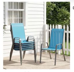 Set of six outdoor patio chairs turquoise NEW
