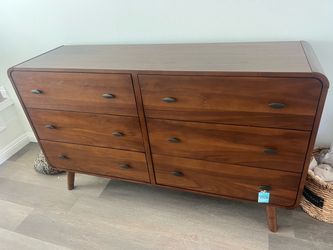 New Mid Century Dresser.  Pine Wood / Walnut Finish.  61”x17”Dx36”H.  Free Delivery!