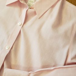 Liz Claiborne Pale Pink Windowpane Button Down Shirt Size: 8