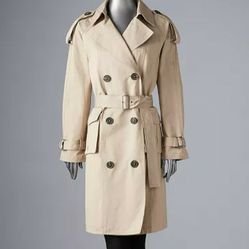 Trench coat ❤ Twill Button Front With Belt❤Vera Wang ❤ NEW‼️Lined Twill With Pockets‼️Womens  Plus Size Coat Raincoat Trenchcoat Jacket