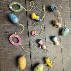 Vintage Easter Miniature Figurines (14 Wood PCs 