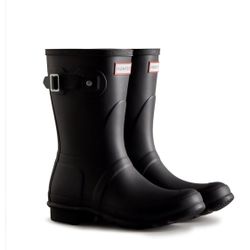 Women's Original Short Rain Boots Black Rubber Waterproof Wellington Boots