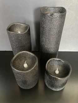 Flameless Candles — Halloween Décor-Set of 4 Black Textured