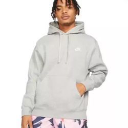 NEW Nike Mens Small Sportswear Club Fleece Pullover Hoodie - Gray (BV2654-063)