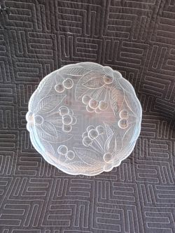 Vintage Mikasa 12" Bountiful Cherries Frosted Crystal Glass Buffet Platter Tray