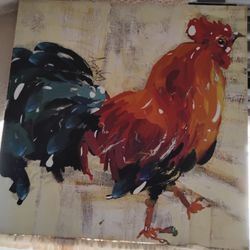 Rooster Painted On Vinal By Amy Wong