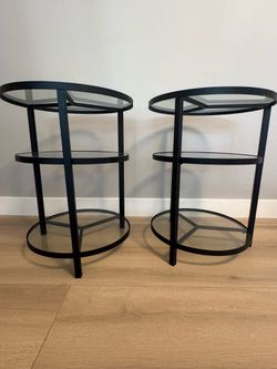 Modern Round Glass End Tables-Set of 2