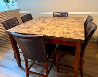 Counter Height Marble Dining Table