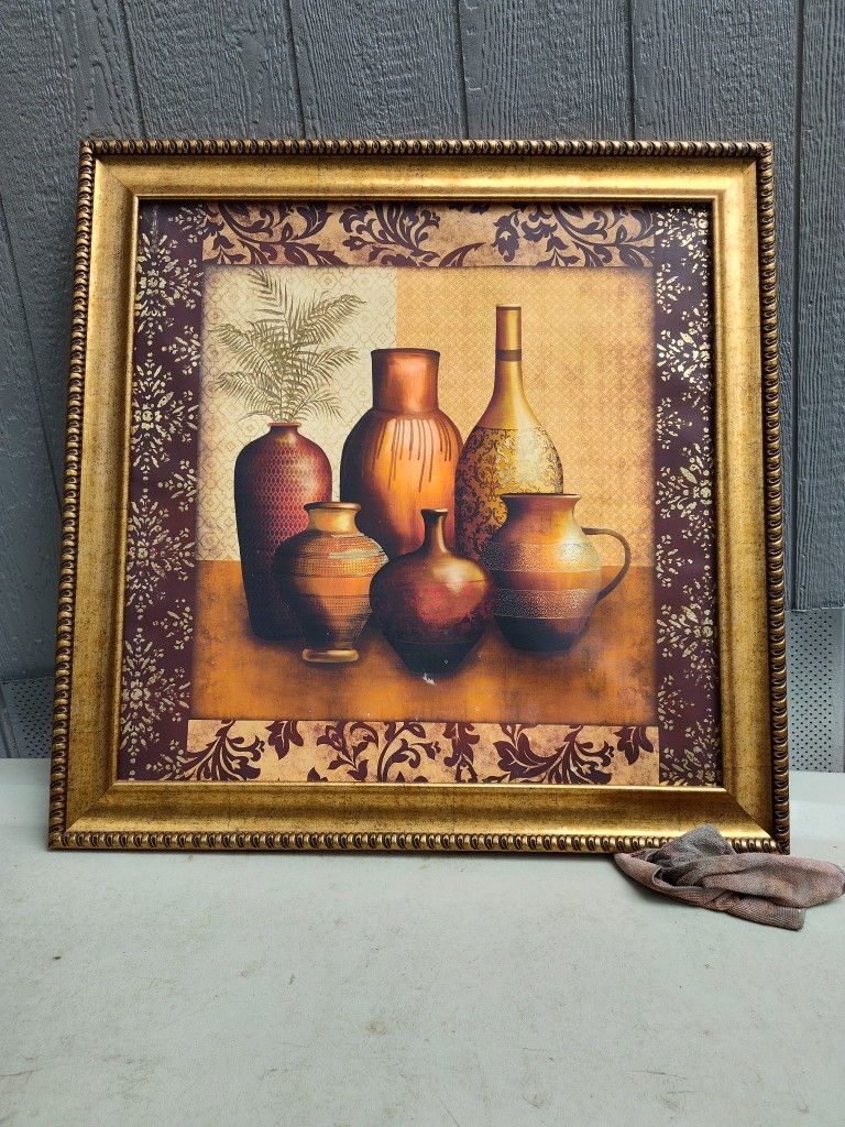 Vintage HOMCO Home Interiors Gold Wall Shelves, Wall Decor Oil Paintings