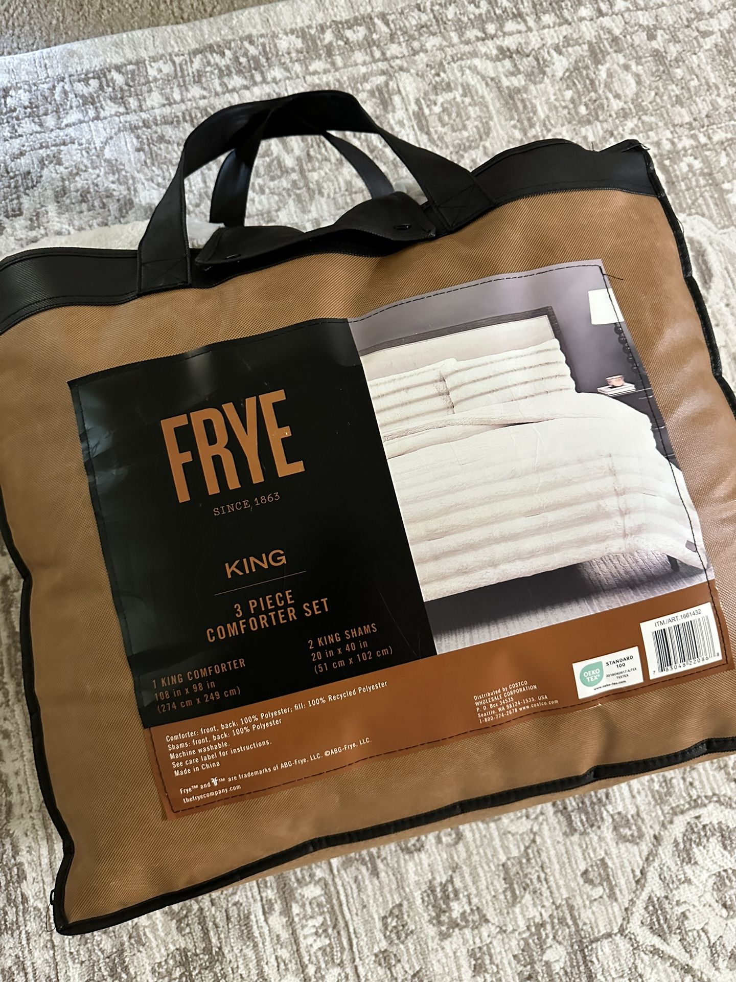 Frye 3-piece Faux Fur Comforter Set - King/Beige 💥