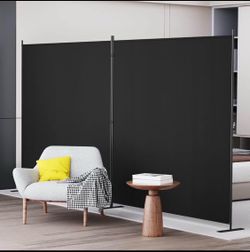 Black 2-Panel Room Divider Privacy Screen