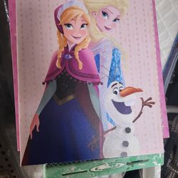 Disney Frozen Glitter Canvas Wall Art - Elsa, Anna & Olaf - $17